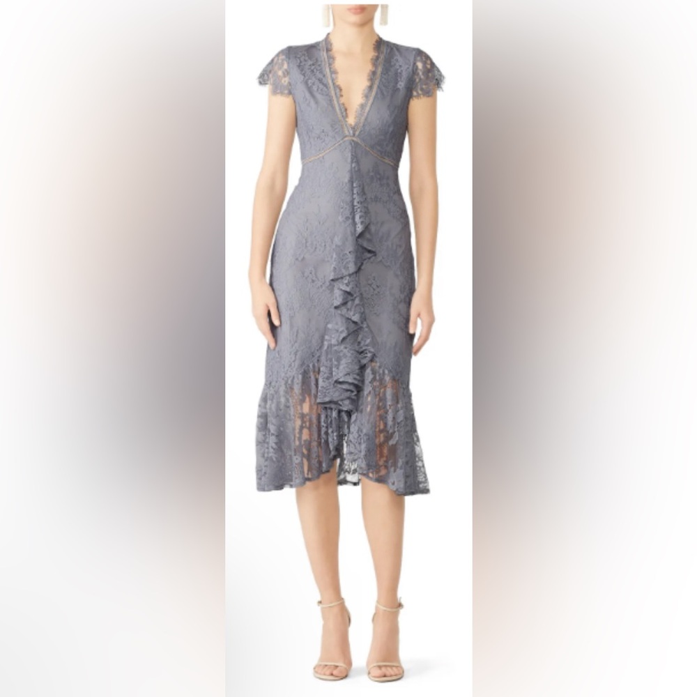 Saylor gray lace midi dress